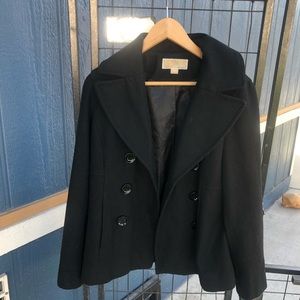MICHAEL Michael Kors  Black Wool Blend Peacoat